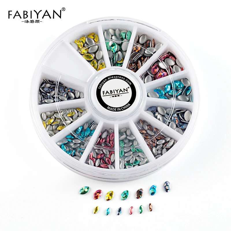 

Nail Art Wheel AB Rhinestones Crystal Acrylic Polish Gel UV Multicolor Oval Sticker 3D Tips DIY Design Decoration Manicure Tools