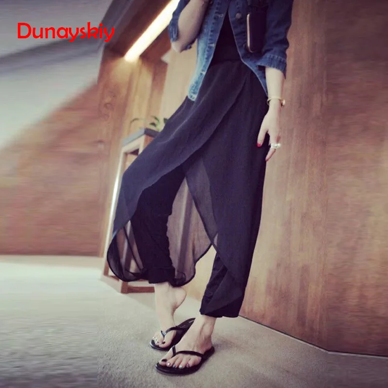 

New Spring And Summer Chiffon Net Yarn Splicing Was Thin Female Harem Pants Pants Culottes Large Size Pants Collapse