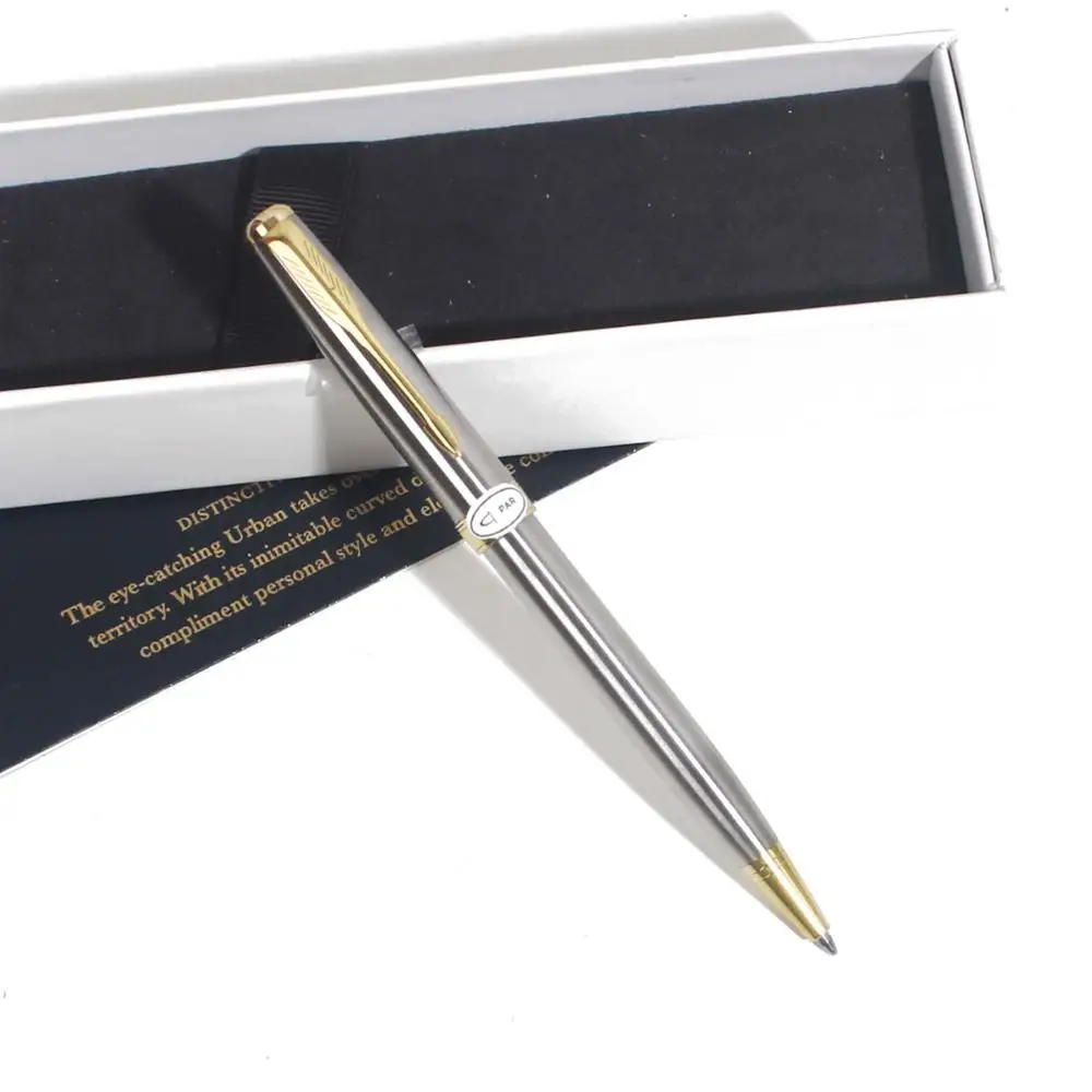 Sonneting Ручка-роллер металлическая ручка школы офиса классическая золотая черная золотая ручка с зажимом подарок с коробкой Черный - Цвет: SilverGoldWithBox
