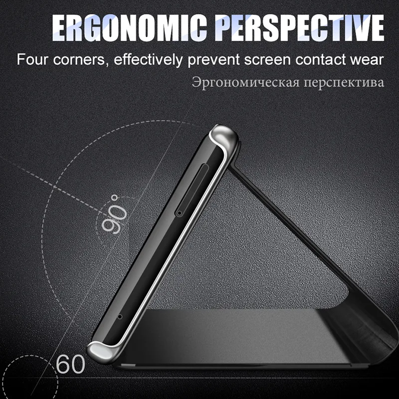 Clear View Smart Зеркало чехол для телефона samsung J7 2018 J2 pro флип откидного чехла 2015 J4