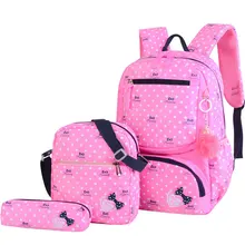 2018 nowych dzieci torby szkolne dla dziewcząt plecak szkolny dla dzieci 3 sztuk zestaw moda drukowanie tornister plecaki mochila infantil tanie tanio nylon 0 6kg 31cm YK-Leik 17cm zipper Dziewczyny 40cm Chiny (kontynentalne)