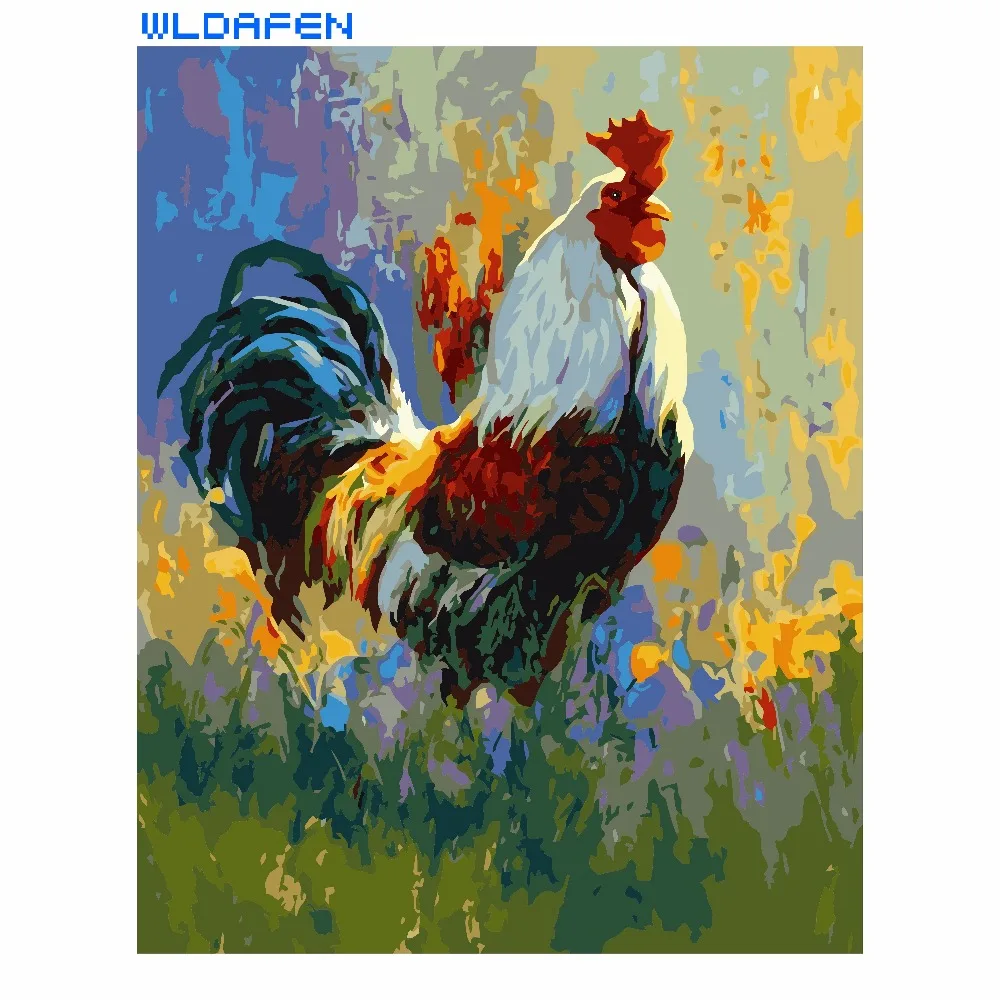 

Frameless painting by numbers paint number for home decor PBN living room 4050 colorful chicken