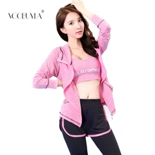 Voobuyla весна спортивная куртка+ бюстгальтер брюки для девочек быстросохнущая для женщин дышащая Йога костюм 3 в 1 беговой костюм Женский тренажерный зал