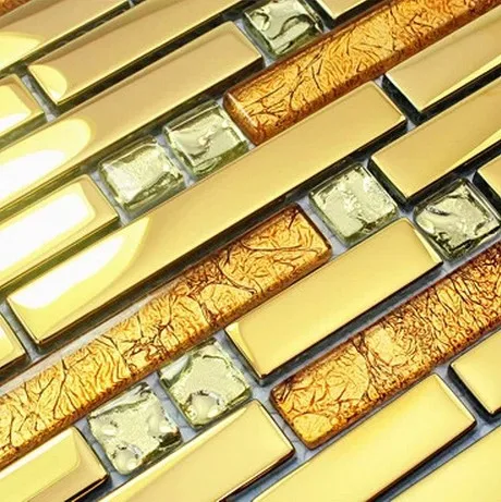 

luxury golden strip metal mixed glass and diamond mosaic tiles for kitchen backsplash tile bathroom shower tile hallway border