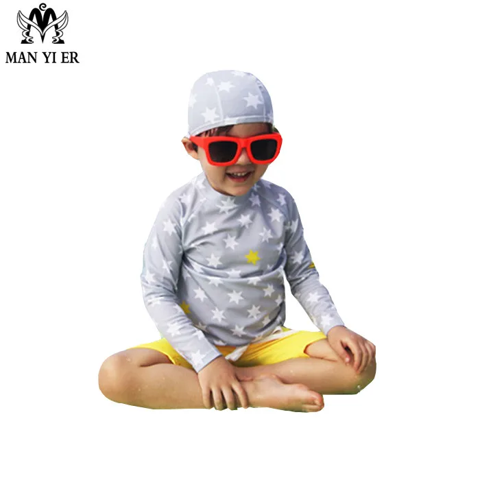 

MANYIER 2018 Kids Cartoon Two Pieces Swimwear Swimsuit Children Bathing Suits Printed Beachwear with A Cap for 4-15 Years Old