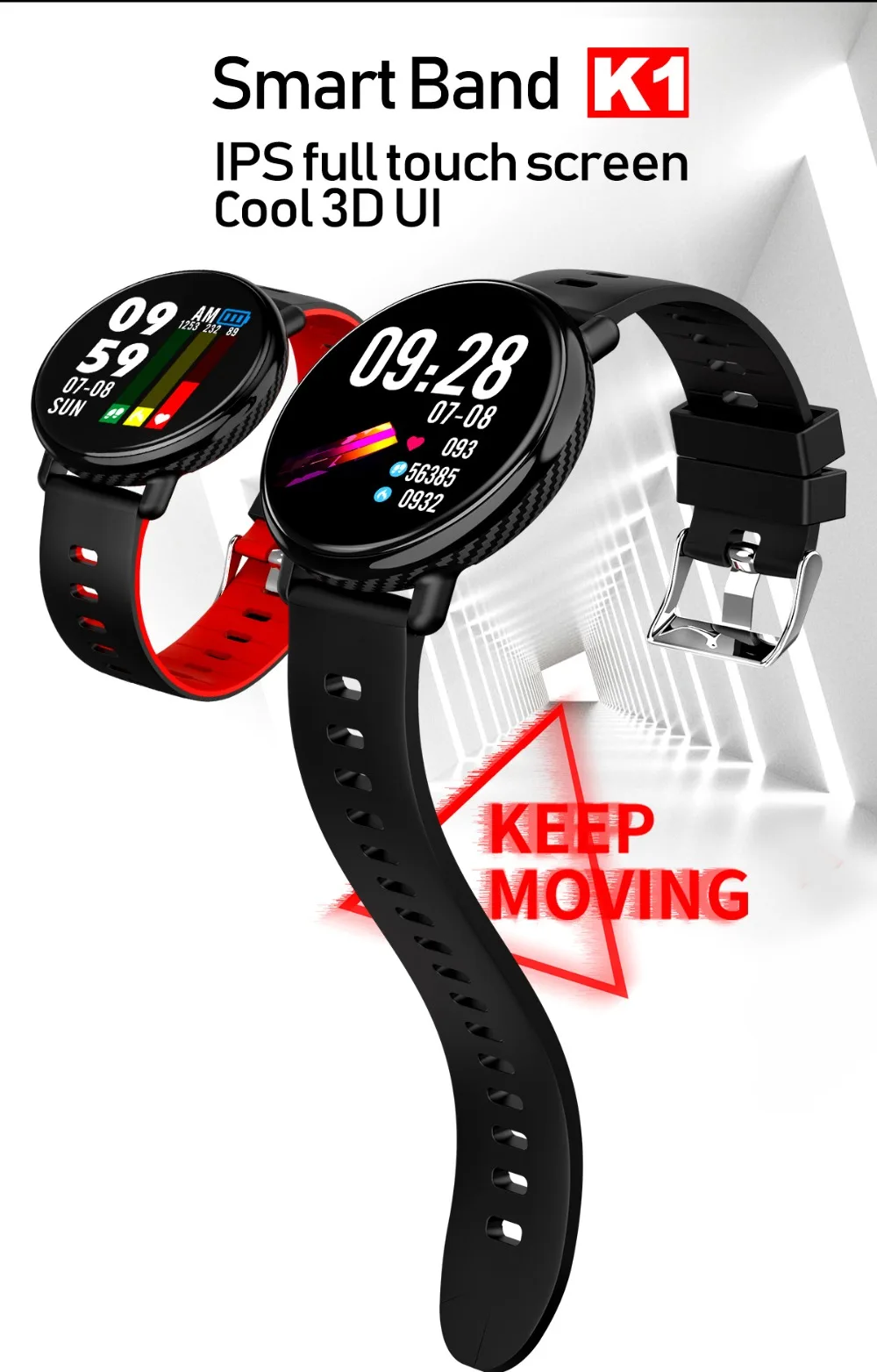 696 K1 Смарт-часы IP68 Водонепроницаемые часы фитнес-трекер монитор сердечного ритма Мужские Женские умные часы для IOS Android