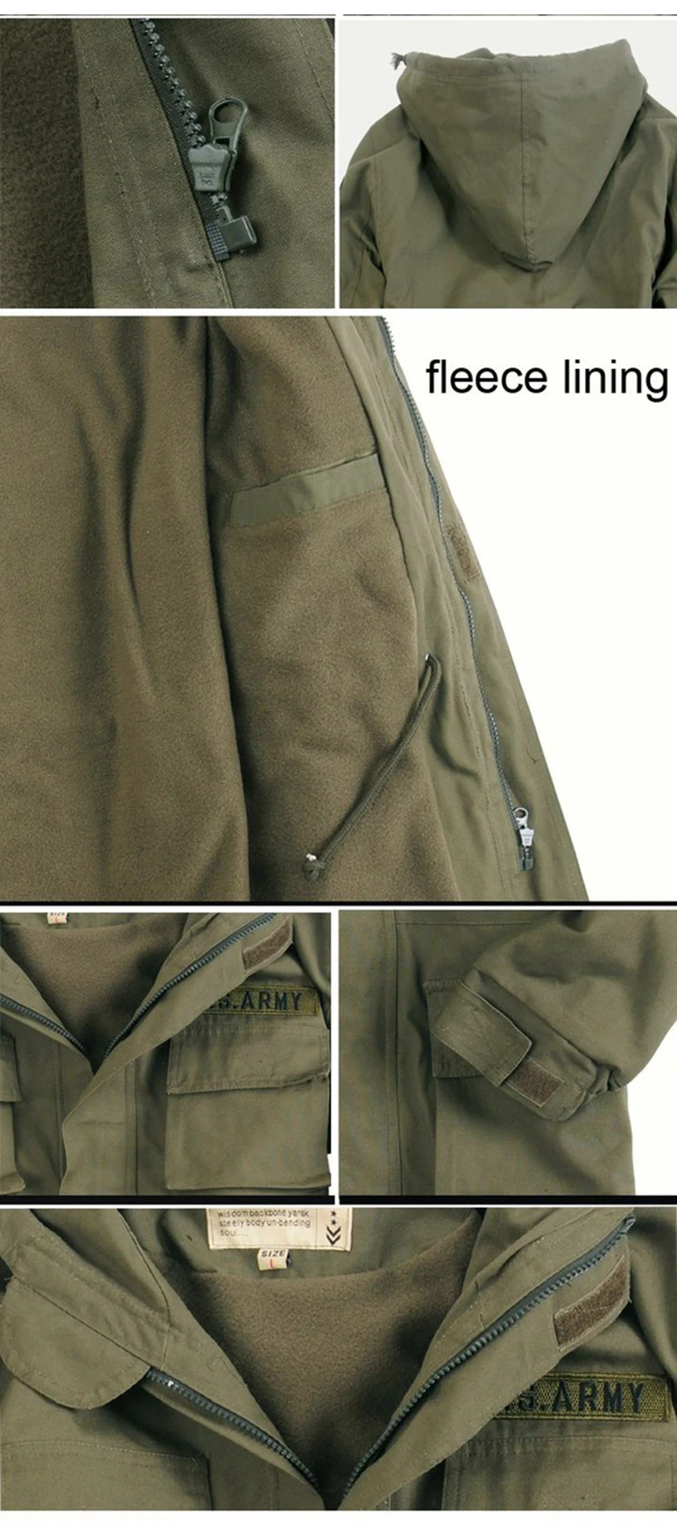 Masculino do Exército dos Eua Militares com Capuz Inverno ao ar Forro de lã Algodão Roupas Blusão Topos Livre Escalada Térmica Cabolsa Grosso 24 ar livre escalada térmica forro de lã casaco grosso