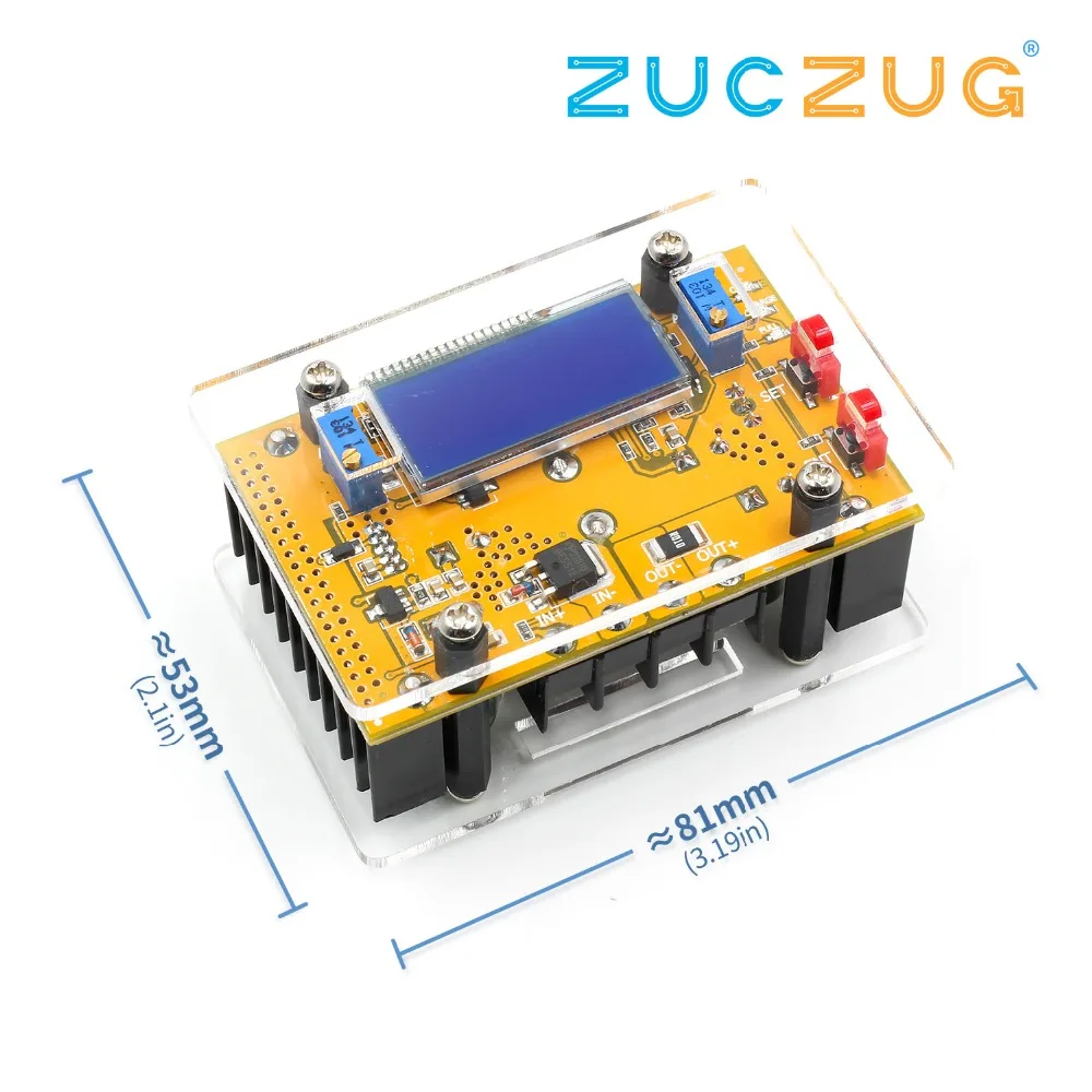 

Arsmundi 10A DC-DC Adjustable LCD Dual Display CC CV Step-down Power Supply Module Short Circuit Protection + Case DC-DC