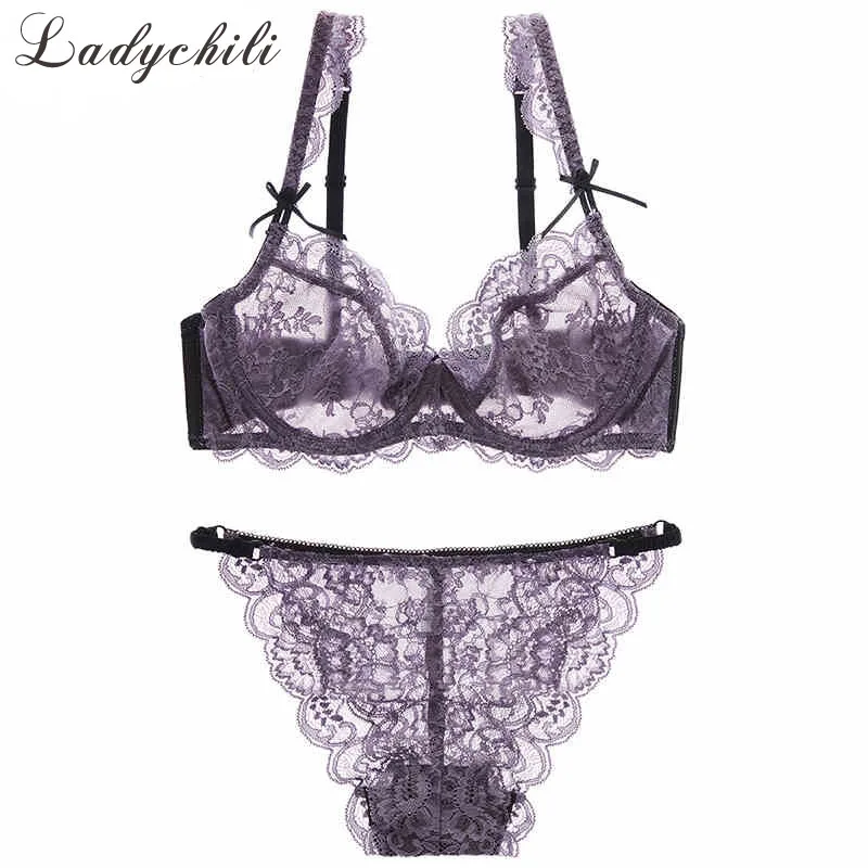 Ladychili Women Intimate Bra Set Large Size Lace Sexy Bra Cup Thin ...