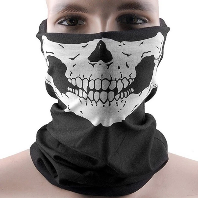 Fashion Dust Mask Skeleton Ghost Skull Pattern Face Mask Biker Of Duty Cos Costume Game Black