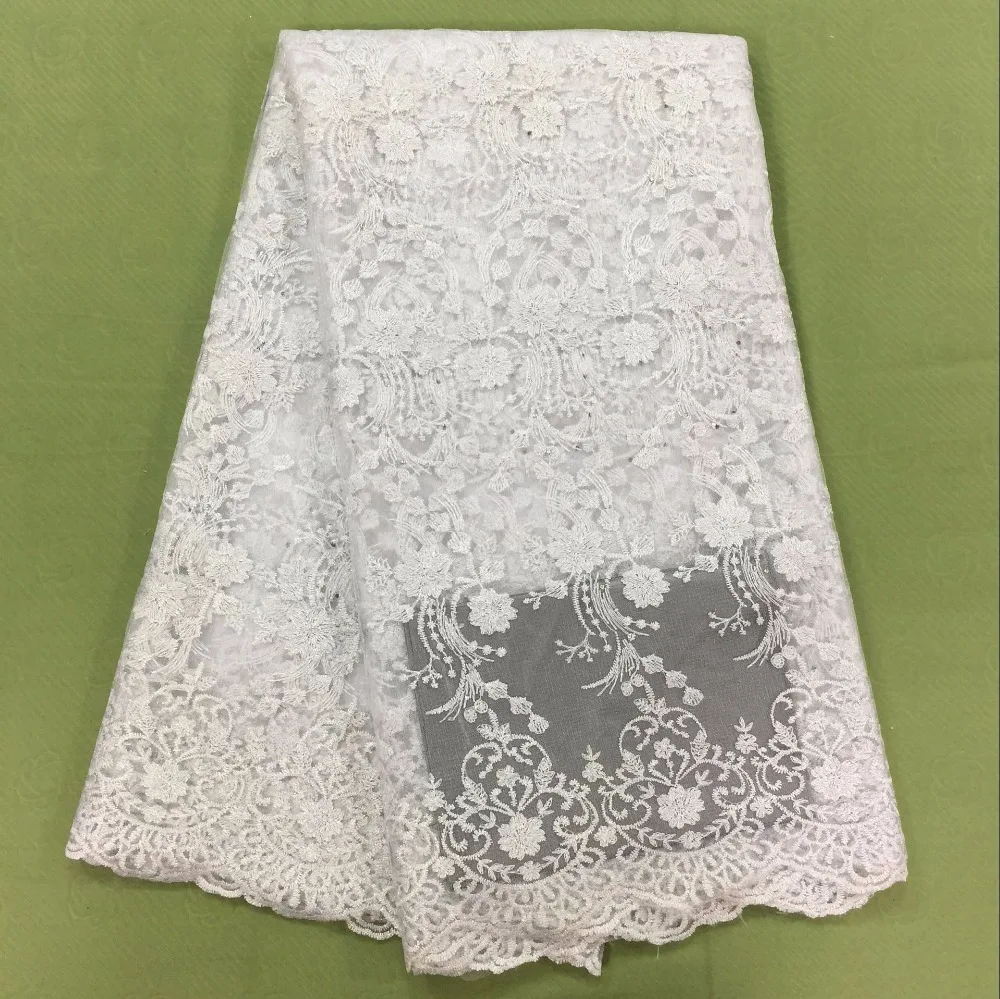 

French Net Lace Fabric 2017 Latest african guipure lace fabric with Double color embroidery mesh tulle fabric