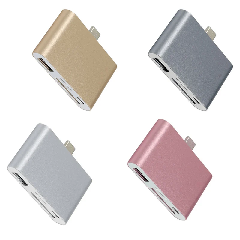 

Card Reader Type-C HUB OTG Adapter With Micro USB Charging Port For SD/TF Memory Card USB Flash Disk 4-In-1 QJY99