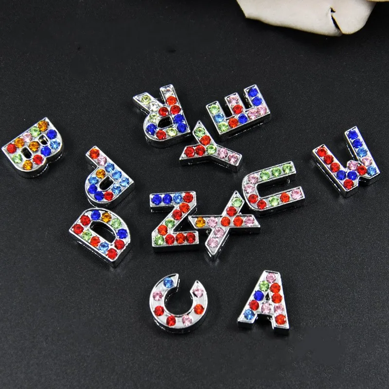 8 мм DIY цветные полные буквы для именных браслетов со стразами &quotA-Z&quot выбирают