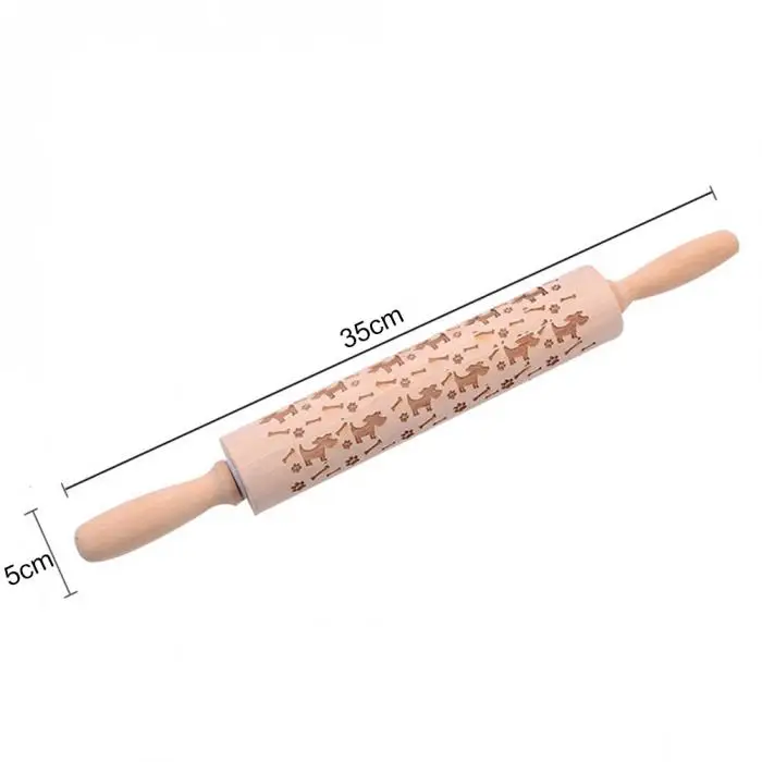 Christmas Snowflake Embossing Rolling Pin Gingerbread Baking Cookies Wooden Noodle Biscuit Fondant Cake Dough Patterned Roller