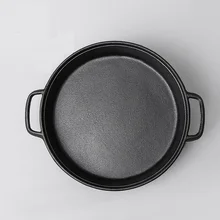 Высокое качество 28 см плоское дно чугунная сковорода старомодная ручная сковорода без покрытия