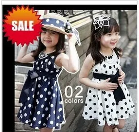 Детское платье в горошек для девочек шифоновое летнее платье Сарафан сине-белая детская одежда для От 2 до 6 лет