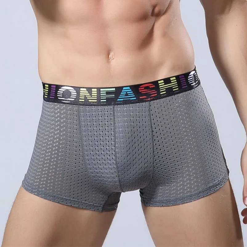 Breathable Mesh Men's Boxer Four Corner Underwear Men Ice silk Mens