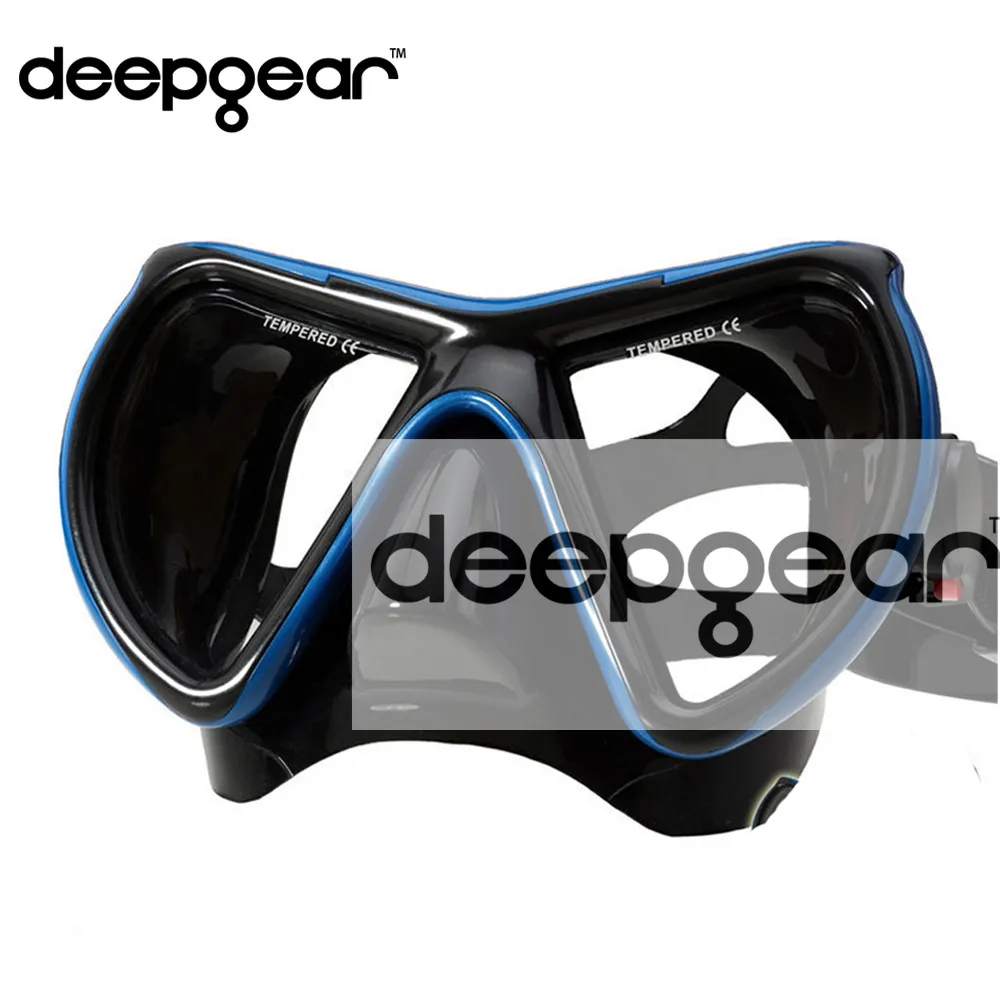 

DEEPGEAR Professional scuba dive mask two window snorkel mask black silicon dive mask top scuba gears swimming diving equipment