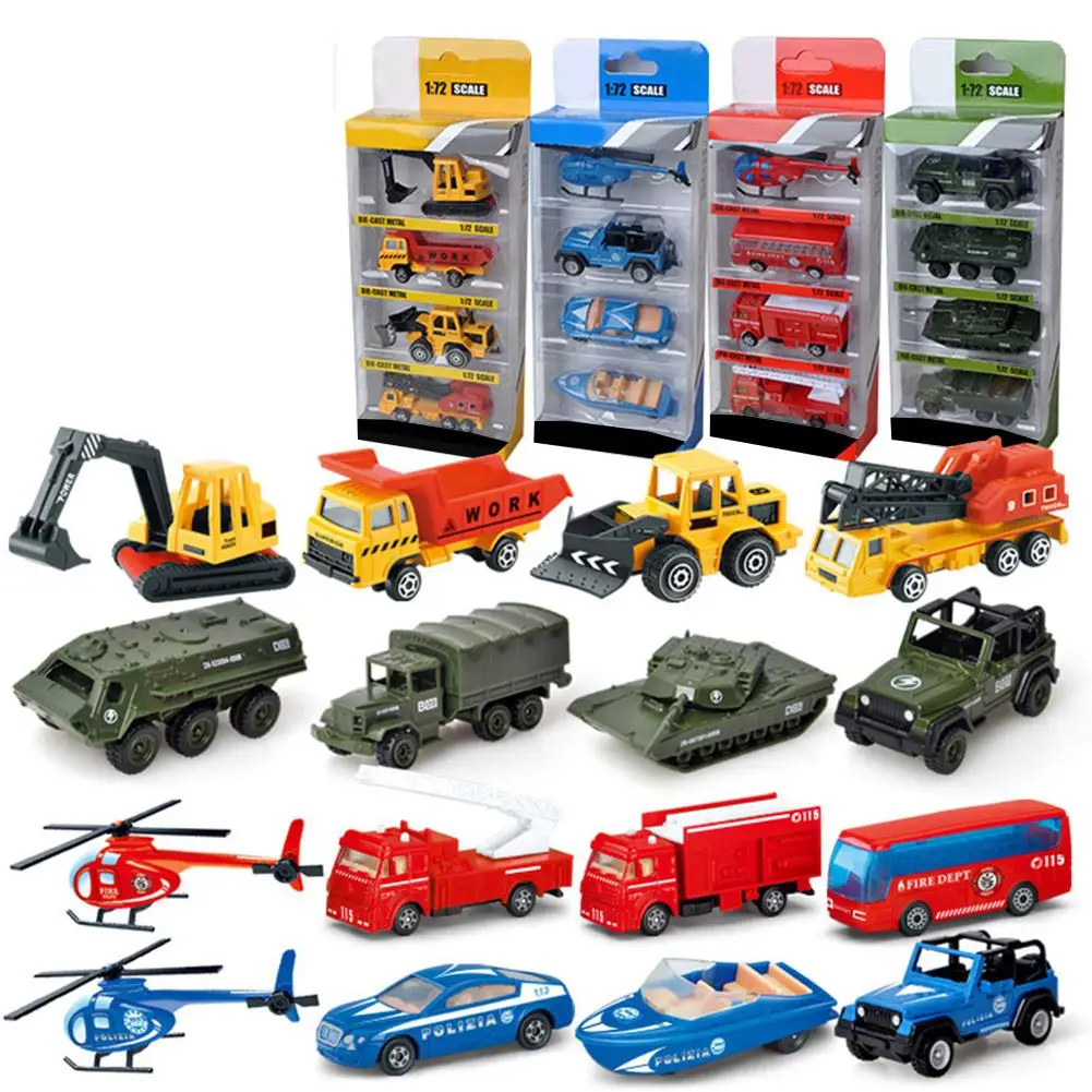 

None 4Pcs/Set Simulate Alloy Engineering Cars Set Kids Educational Props Toy