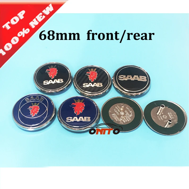 

Wholesale Free Shipping 100PCS 68mm Car Front Hood Emblem Rear Trunk Badge emblem For Saab 03-10 9-3 9-5 93 95