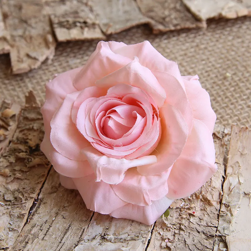 9 см Шелковые Розы Искусственные настенные цветы голова большой цветок настенные декорации, свадебное украшение Шелковый цветок Белый Розовый поддельные розы 5 шт - Цвет: light pink