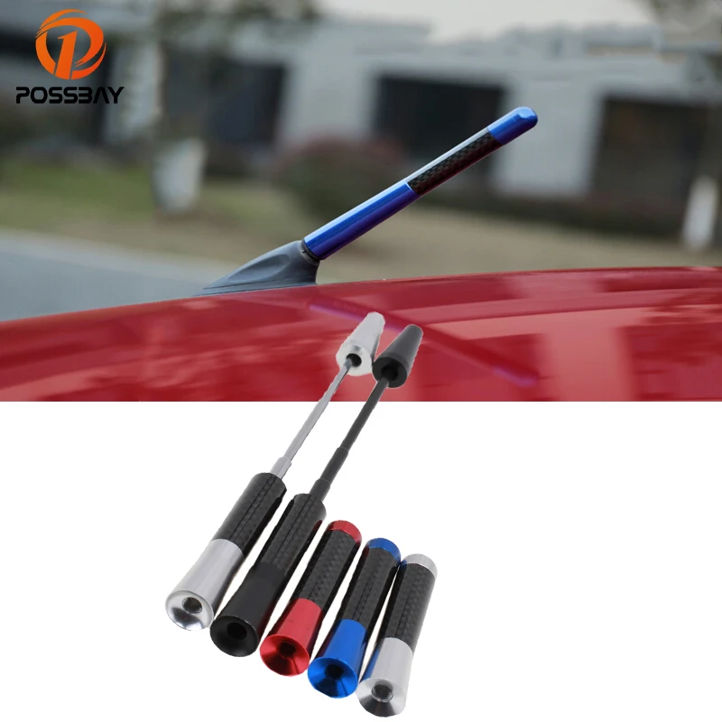 POSSBAY Aluminum Carbon Fiber Car Short Antennas Auto Radio Signal