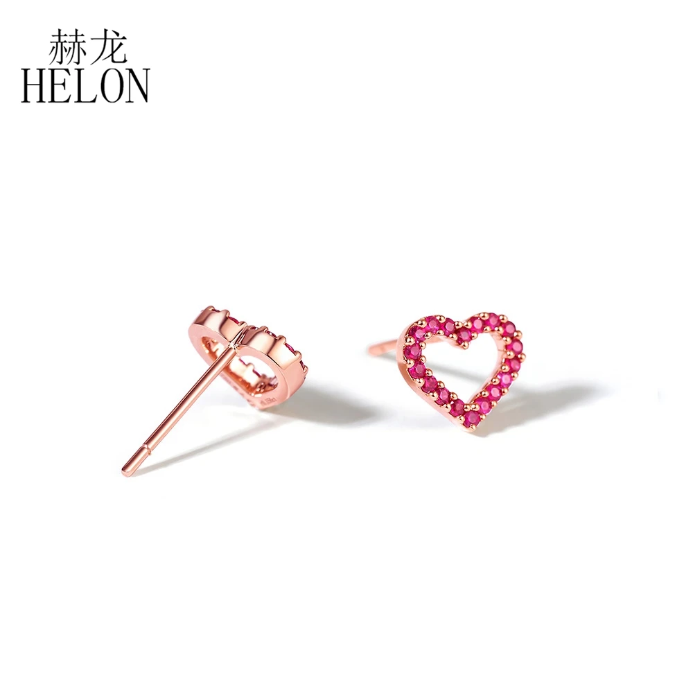 HELON Solid 14 k розовое золото 0.28ct безупречный круглый подлинный с натуральным красным Рубином свадебные женские ювелирные изделия элегантные