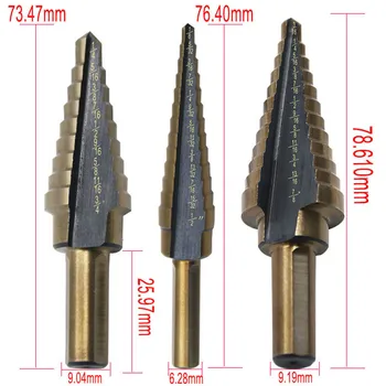 

High Quality 3pcs HSS High Speed Steel Step Drill Bit Set Cone Cutting Woodworking Wood Metal Hole Cutting Drilling Tool