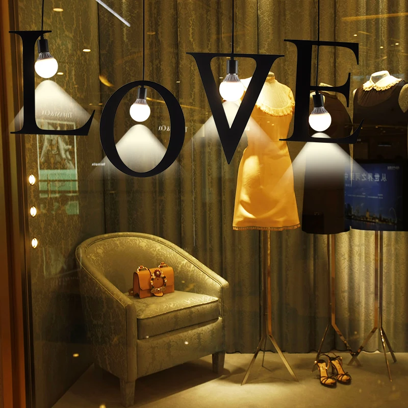 Kaguyahime pendant lights E27 DIY letter light Creative A to Z Iron hanglamp 100cm Nordic led decor lamps for loft living room