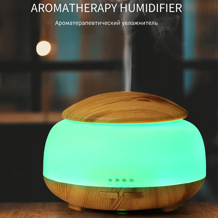 

300ml Ultrasonic Humidifier Aroma Diffuser 7 Color LED Lights Wood Grain Aromatherapy