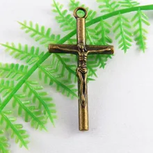 20 unids/lote Jesús Cruz Colgante Charms Unisex Collar y Pulsera de Bronce Antiguo 39*20mm Joyería Religiosa Regalos Finos artesanías 51237