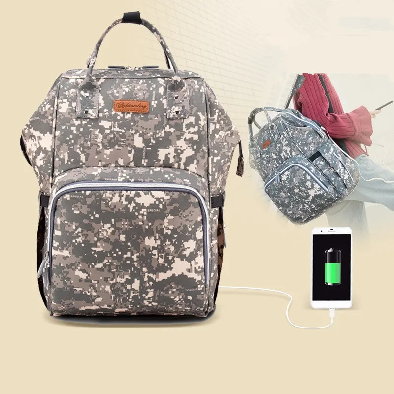

Upgraded Version Multi-Function Mother&Father&Kids Traval Bags With USB Interface Mother and Baby Camouflage Storage Bags