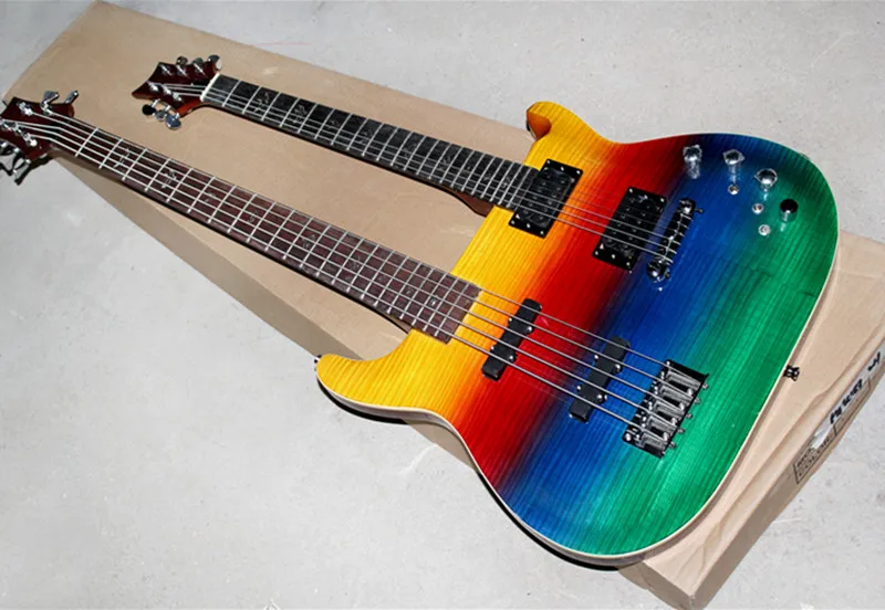 Factory Custom Double Neck Electric Bass Guitar with 5+6 Strings