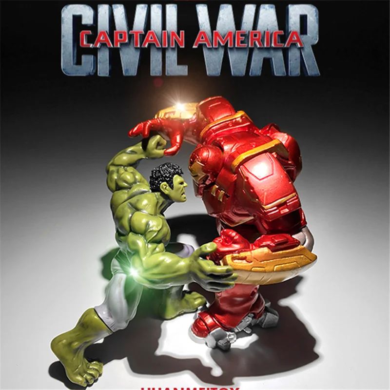 

2piece/lot 7-8cm civil wars the avengers Thor Iron man the Hulk Collection figure Toy christmas decoration toys