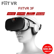 Fiit VR 3F стерео видео 3D очки VR гарнитура Виртуальная реальность смартфон Google Cardboard шлем vr для телефонов от 4 до 6,4 дюймов