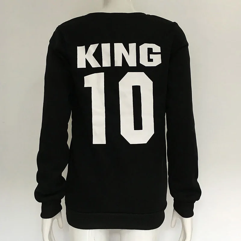 

Women Sweatshirts King Queen Mrs Mr Autumn Winter Letter O Neck Casual Cotton Pullovers Long Sleeve Black Gray White Soft Tops