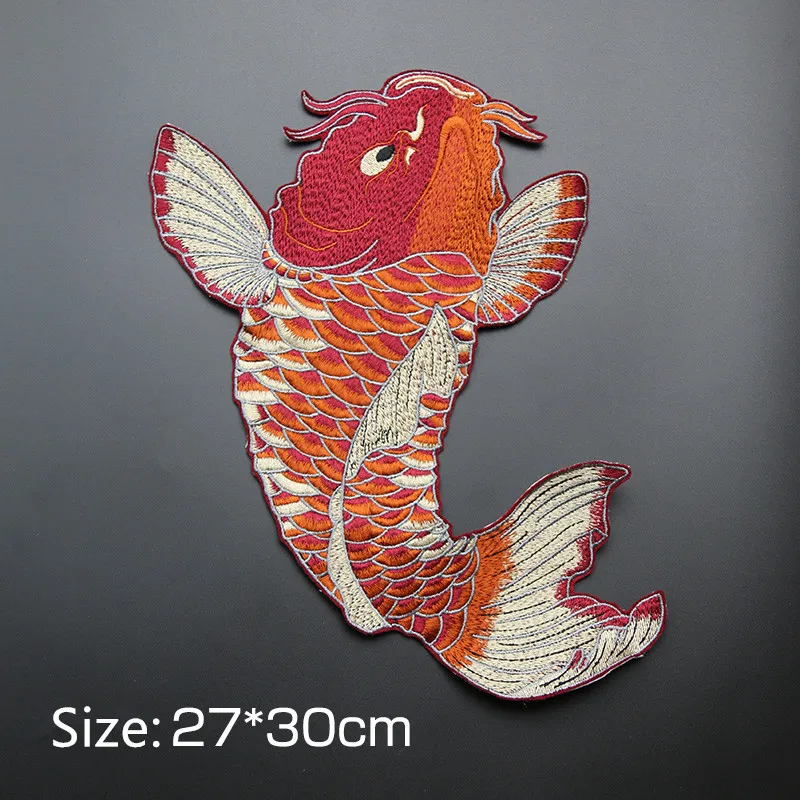 

Super Big Red Carp Fish Embroidered Patches for Clothes Sewing on Garment Applique DIY Accessory Party Decor Big Fish Patch