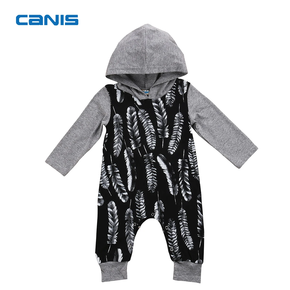 Fashion Newborn Infant Kids Baby Boys Feather Hooded Bodysuit Jumpsuit Playsuit Outfit Clothes 0