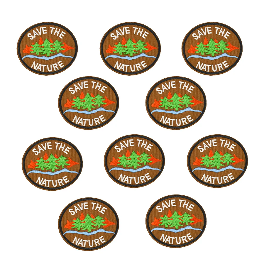 

Patch for Clothes Iron on Applique Badge Signs Stripes Sew Embroidery Patch for Jacket Coat Save the Nature Accessories 10 PCS