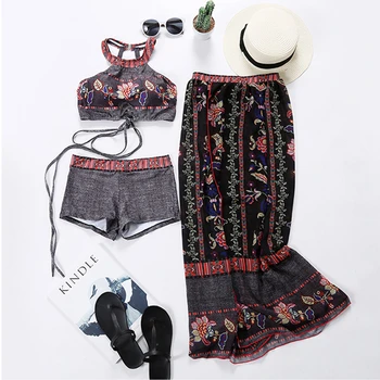

Bikini skirt Women High Waist Floral Hot Design Retro Style Simple Model Brazilian Sexy Printing Swimsuit Bikinis Padded Biquini