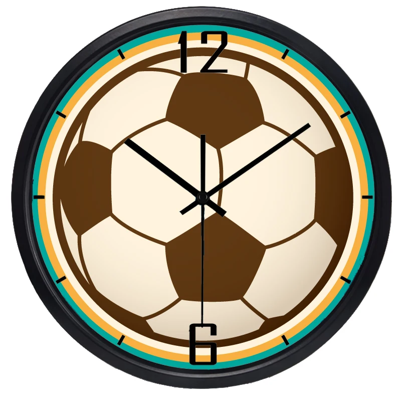 

New Brand Non-Ticking Multicolors Bed Room soccer Football Wall Clock Pretty Technology Sport Watch