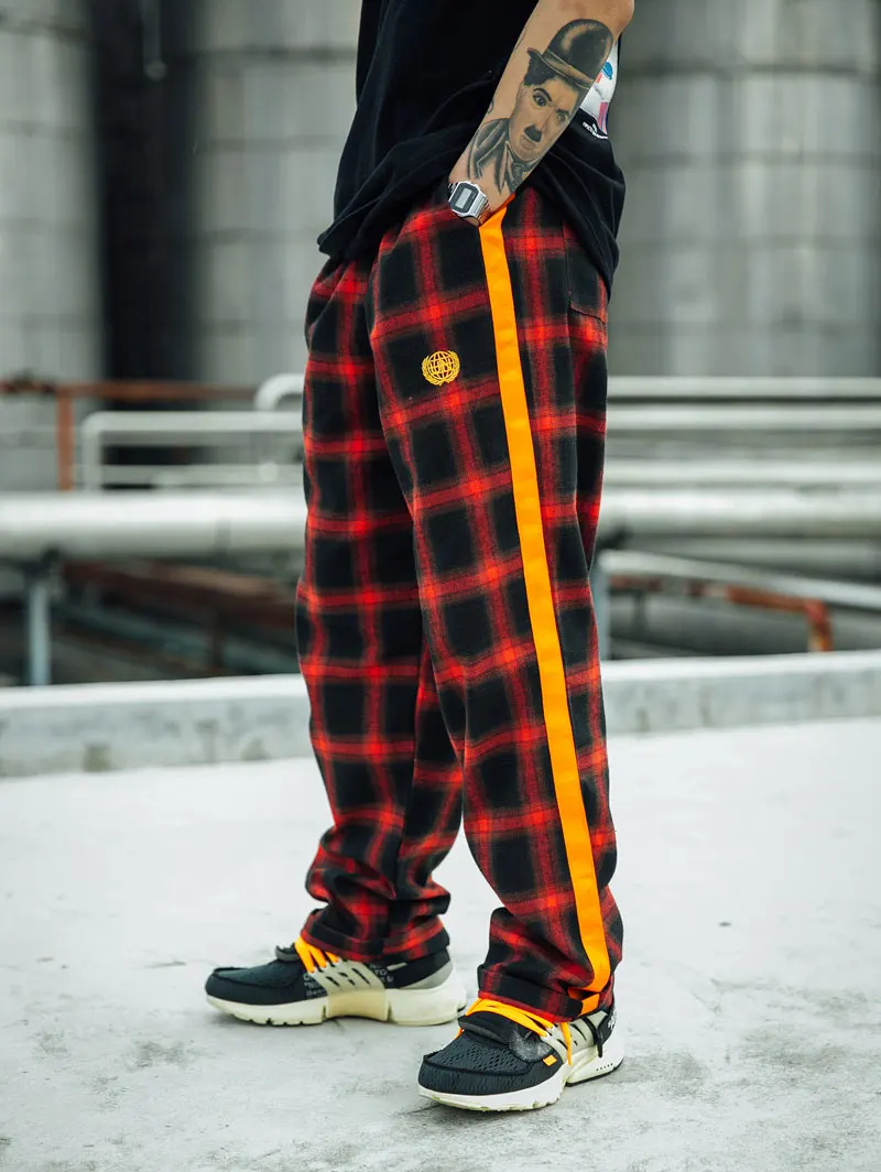 Side Ribbon Plaid Pants 1