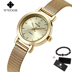 WWOOR модные роскошные женские хрустальные часы водостойкие стальные сетчатые кварцевые женские часы лучший бренд часы Relogio Feminino бесплатный