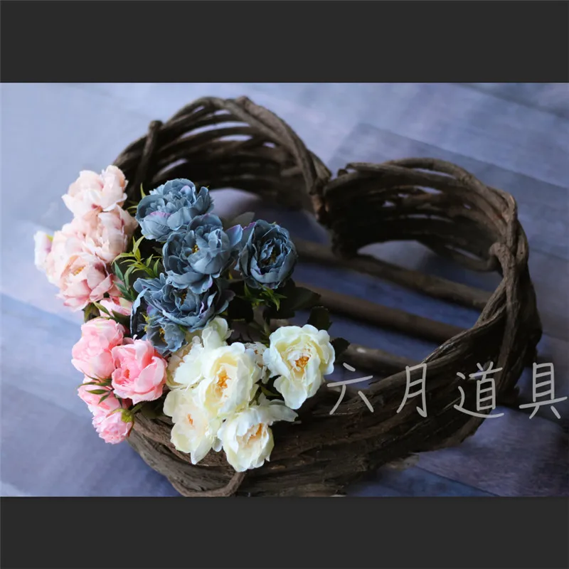 New Infant Props Photography Love Cane Basket Natural Tree Vine Handmade Basket Newborn Photography Props Shooting Posing Sofa