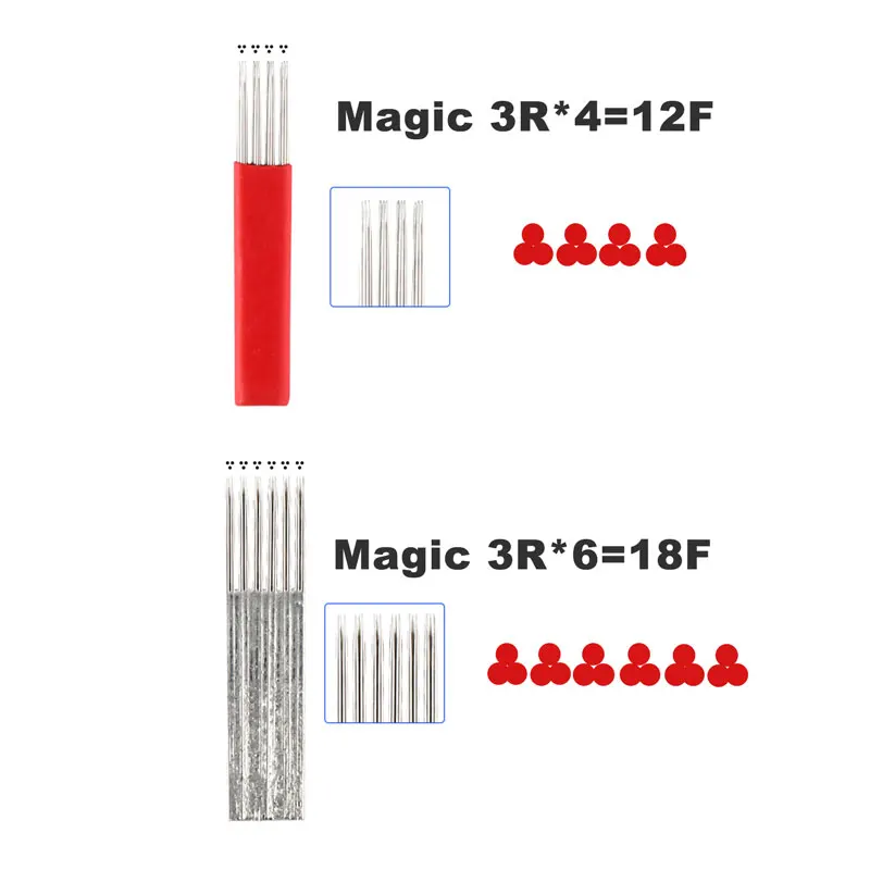 

50pcs Embroidery blade 12 pins with 4 Rows R3 Round needles eyebrow&Lips microblading tebori blade Permanent makeup accessories