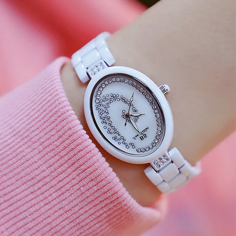 

Rhinestone Dial Ladies Watch Gift Fashion & Casual 2019 New Hot Black White Strap Oval Oval Digital Chronograph Bracelet Clasp