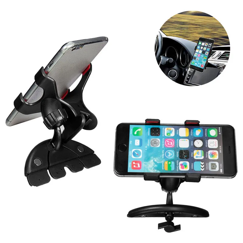 

New 1 Pc 360 Degree Rotation Adjustable Angle Universal Car CD Slot Holder Clip Mount Cradle Stand For Mobile Phones GPS 10166