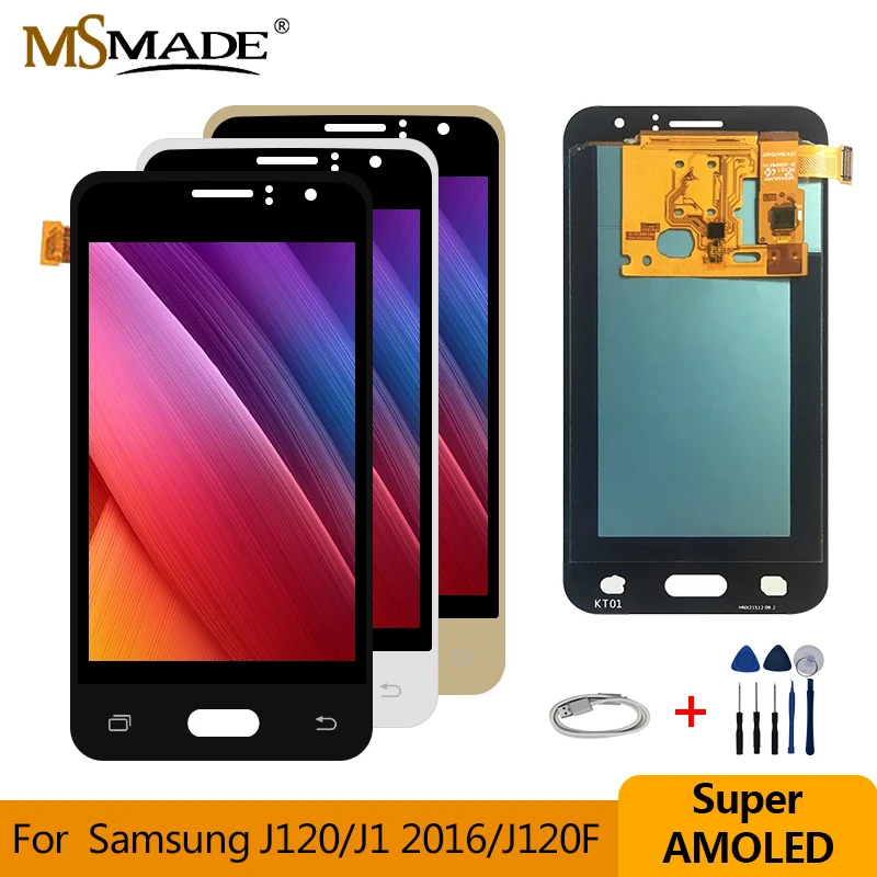 AMOLED ЖК-дисплей для samsung Galaxy J1 J120 ЖК-дисплей сенсорный дигитайзер сборка части для samsung J120F J120H J120M ЖК-дисплей