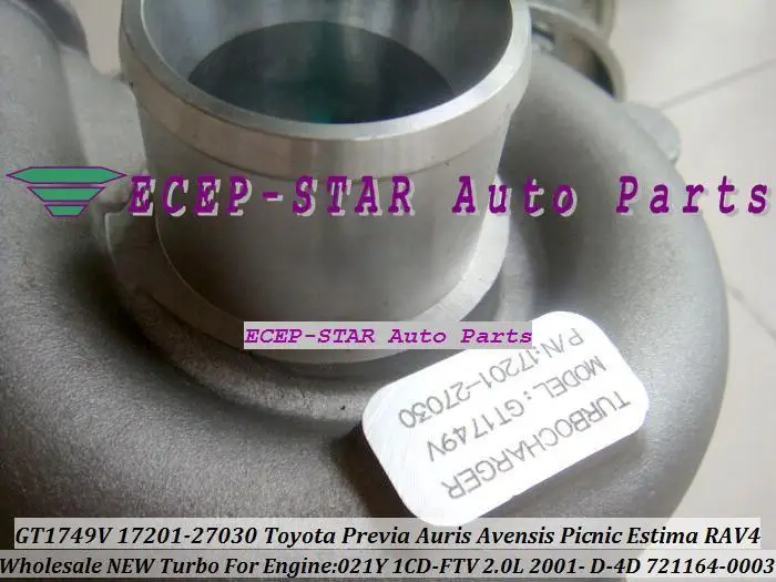 Турбокомпрессор GT1749V 721164 0003 17201 27030 для TOYOTA RAV4 Previa Auris Avensis пикника Estima 021Y 1CD FTV