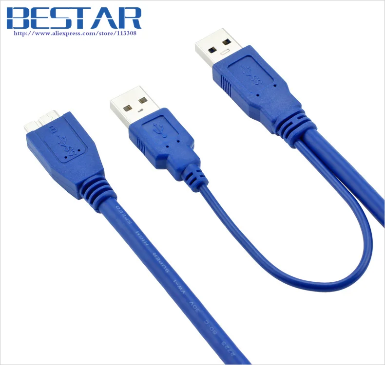 200 шт./лот) синий USB 3,0 AM Для Micro B внешний жесткий диск Y кабель с USB питание для WD Passport S eagate ADATA